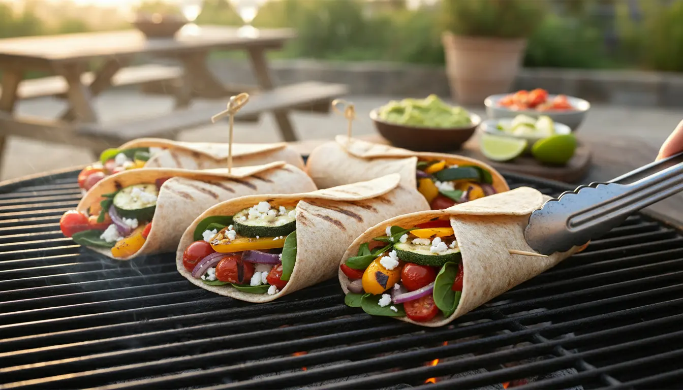 Vegetarische wraps op de BBQ