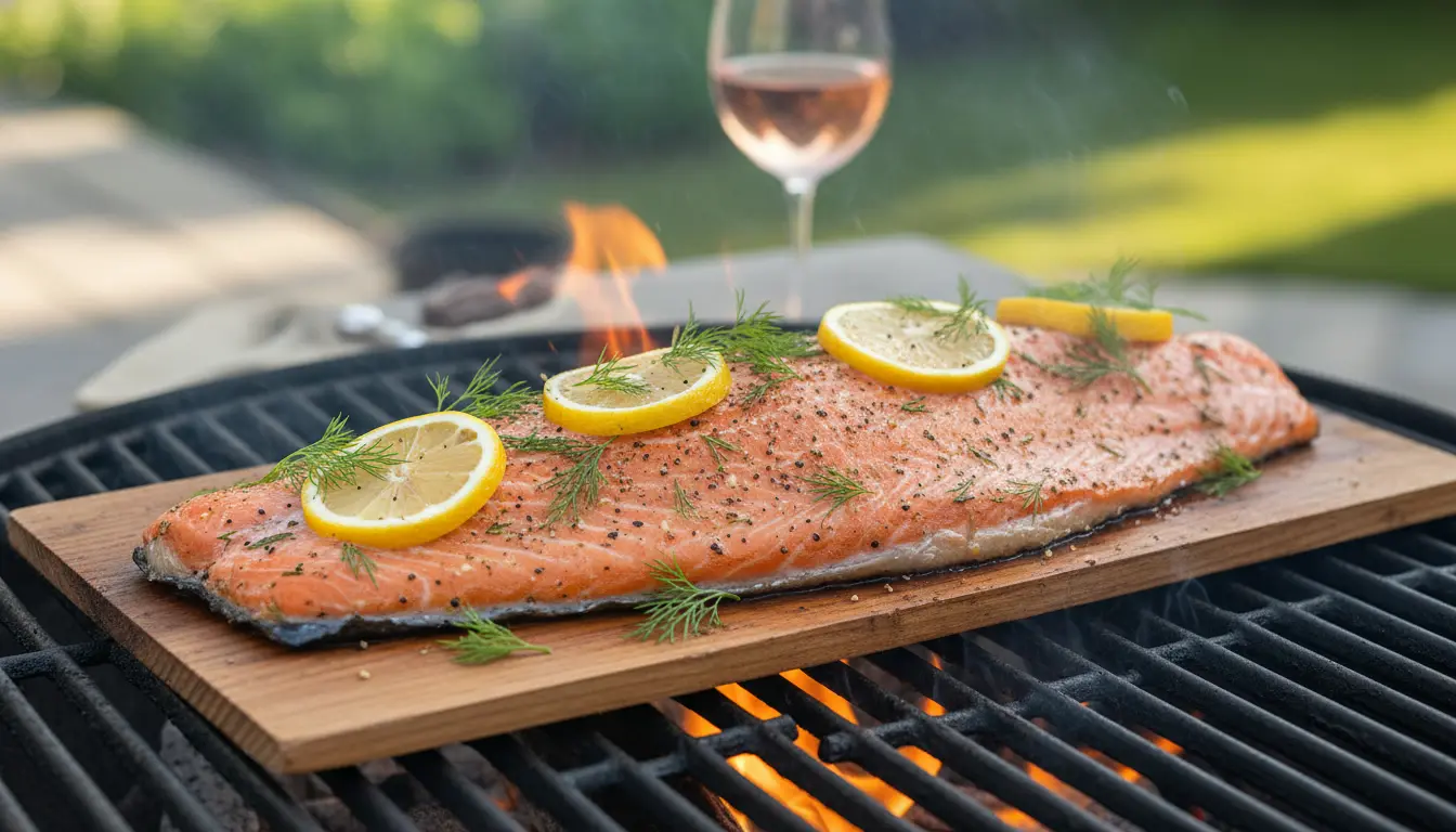 Zalm op de BBQ met plank